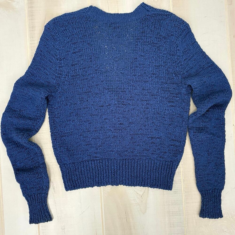 Lauren Ralph Lauren Blue Cropped Open Knit Cardigan Women’s Size S Cotton Blend - Picture 5 of 7